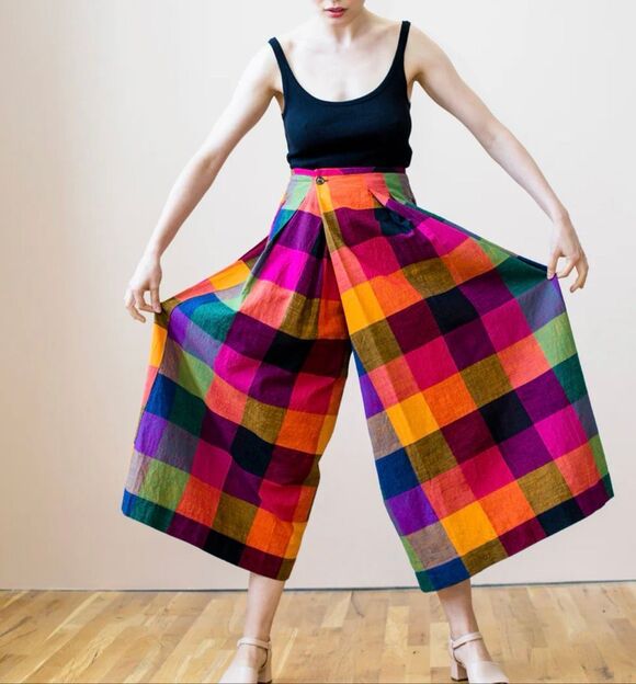 Rujuta Sheth Pants - Rujuta Sheth Frida Pants- Multi Chex Bazaar boho lagenlook sz S